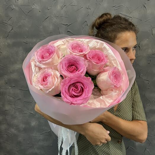 Розовые Розы (7 шт )