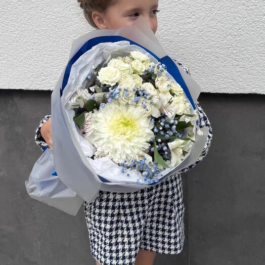Букет «Небесный» с кустовой розой 💙