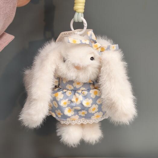 Игрушка мини зайчик белый на веревке