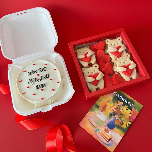 Бенто торт и печенье милые мишки папе, дедушке на день рождения