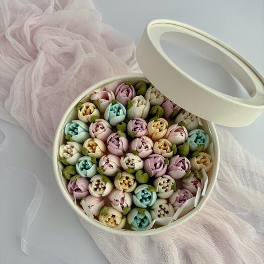 Зефирные тюльпаны микс цвета и вкусов , диаметр 18 см