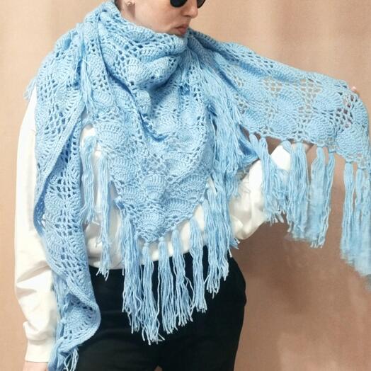 Шаль вязаная ажурная