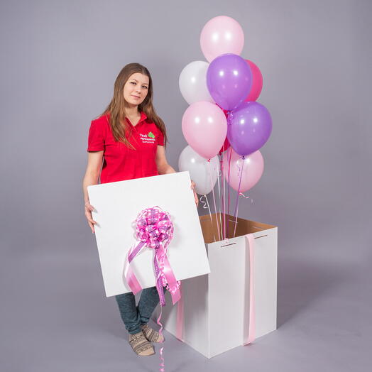 Коробка с 9 гелиевыми шарами (25см) - нежные цвета
