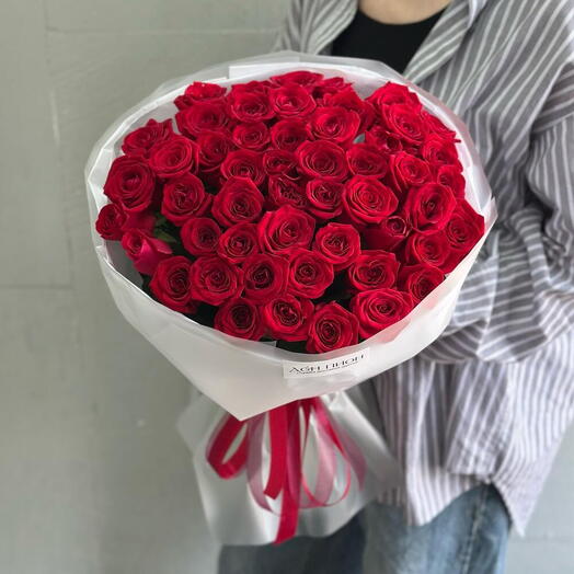 51 красная роза монобукет