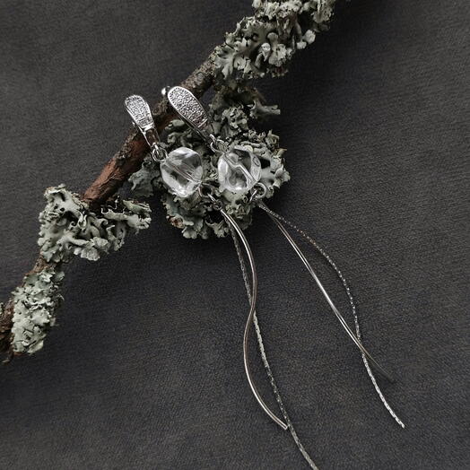 Серьги с прозрачным кварцем