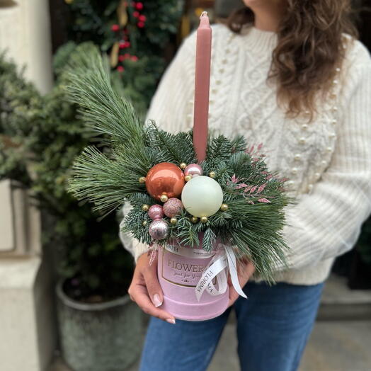 Flowerbox navideño rosa