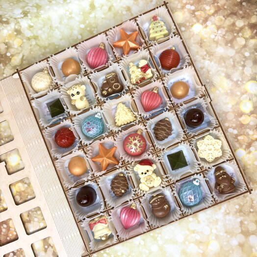 Конфеты ручной работы с начинкой и новогодние пожелания