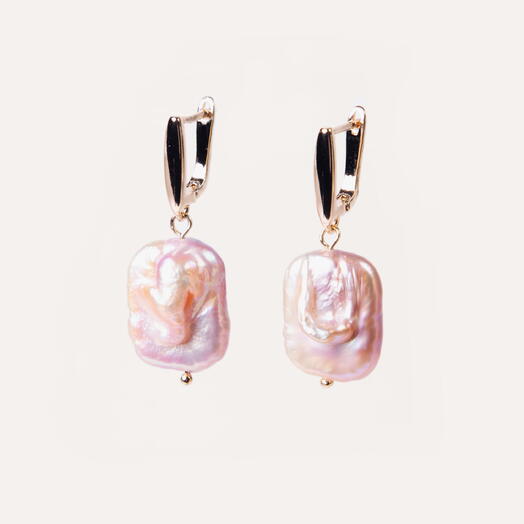 Серьги Акация Барочный жемчуг розовый культивированный 14K (EAR1100)