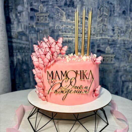 Торт для мамы с бабочками на 2 кг
