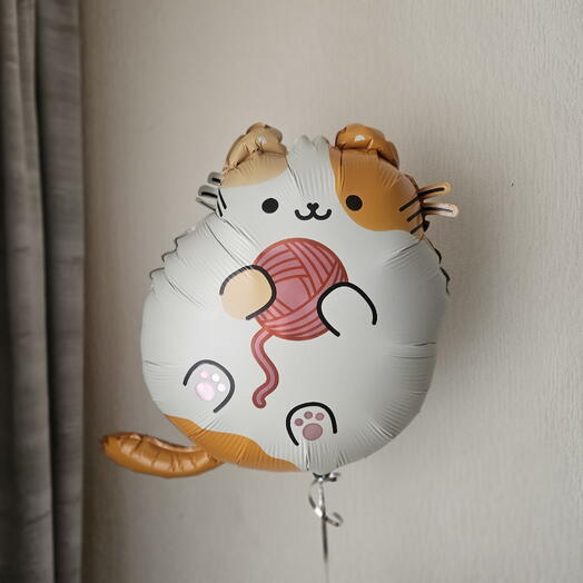 Шар фигура котик,кошка,пушин с гелием-1шар