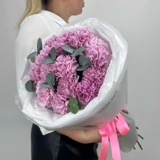 Pink dianthus with fragrant eucalyptus 💕 (x15) Camellia Flowers Shop