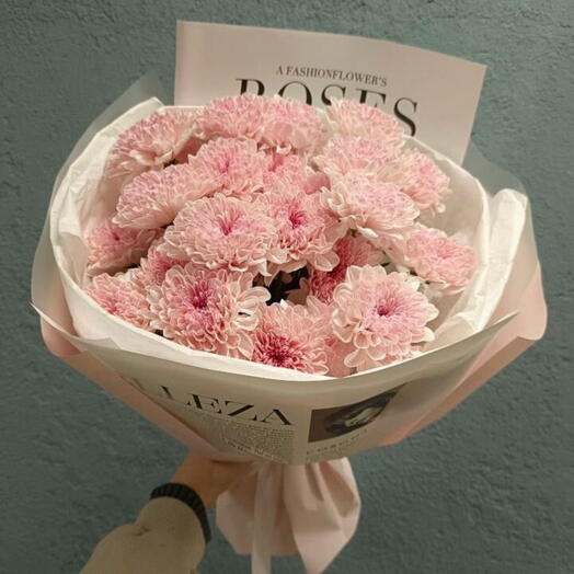 Букет нежных хризантем в дизайнерской упаковке ♥️