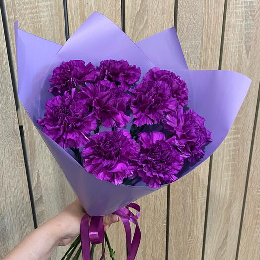 Черничный монобукет из лунных гвоздик (диантусов) 💜