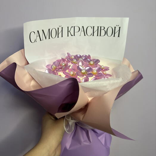 Букет из искусственных цветов 33 шт розовый