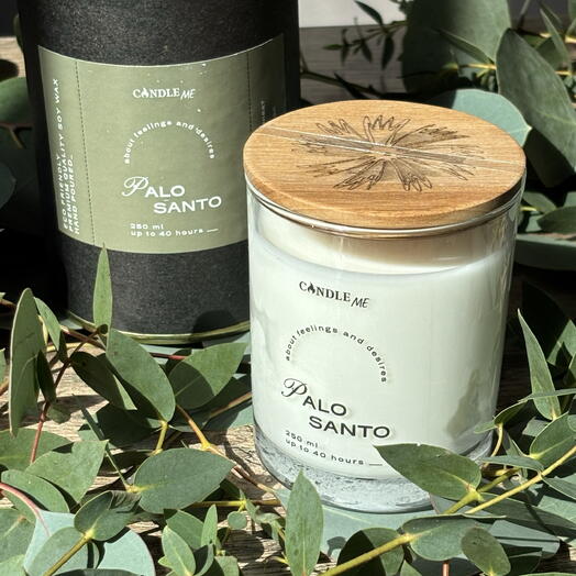 Свеча ароматическая Palo santo с деревянным фитилем 250 мл