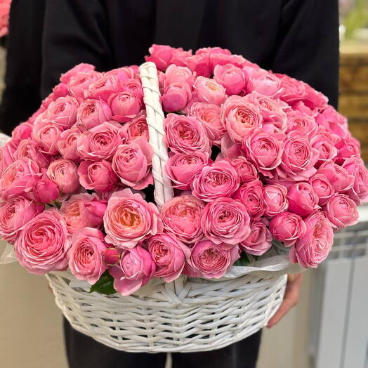 Кустовая Пионовидная Роза в корзине 🌸💘