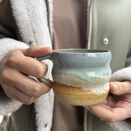 Кружка керамическая ручной работы Морская Волна