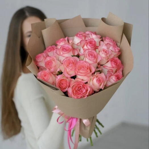 Букет с нежно розовыми розами 💕