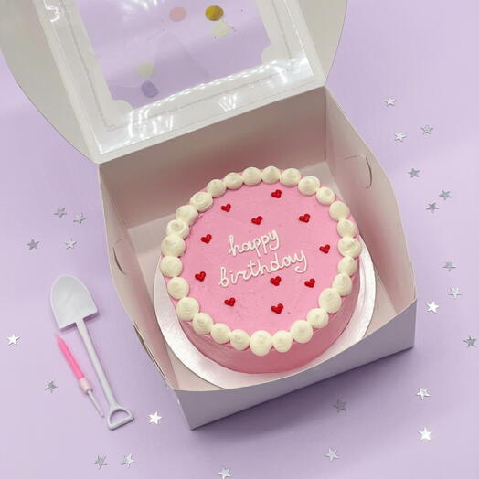 Розовый бенто торт на день рождения happy birthday