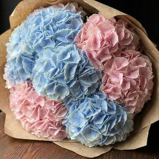 Розово-голубой букет из 7 гортензий 🩷💙