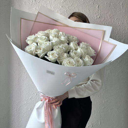 Букет гигант -белые пионовидные розы🕊️