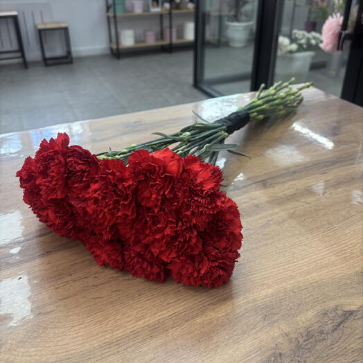 20 красных гвоздик под ленту