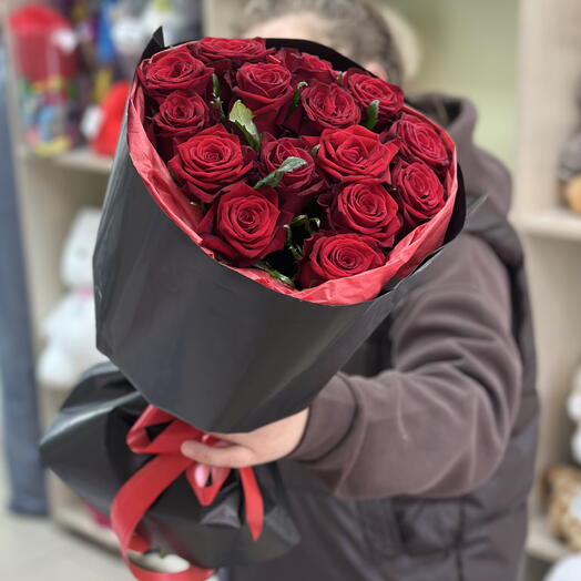 АКЦИЯ ‼️ Моно букет 15 бордовых роз ♥️
