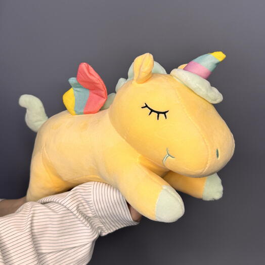 Игрушка Единорог средний желтый