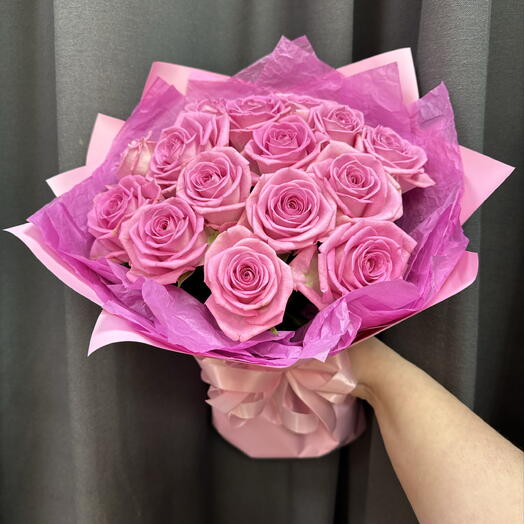 Розовые розы ( 15шт )