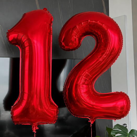 Воздушные шары цифра «12» с гелием