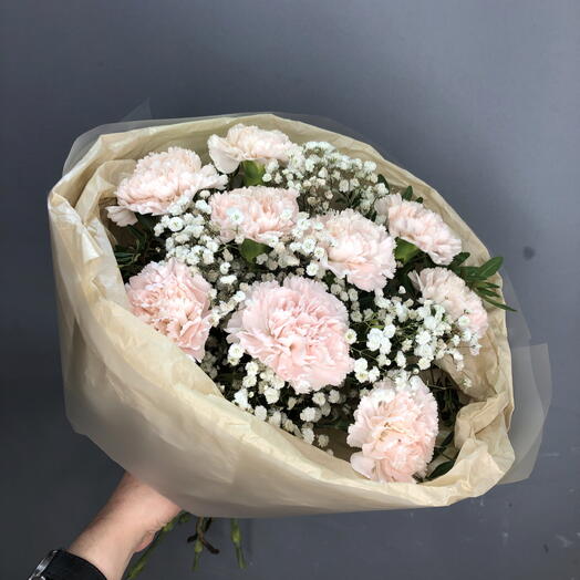 Бежевые диантусы с гипсофилой 🌸