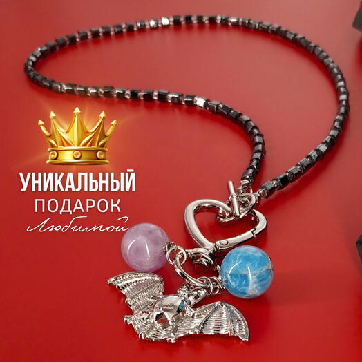 Дизайнерское Колье Кулон Украшение на шею Ювелирная бижутерия Брелок с камнями Оригинальный Подарок любимой девушке женщине
