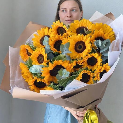 🌻Солнечные подсолнухи и эвкалипт 008