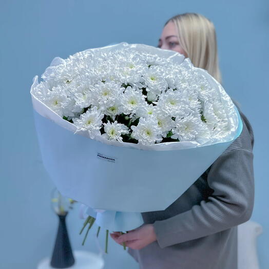 Букет из 15 веточек белой хризантемы Балтика «Белое облако»💐 25441