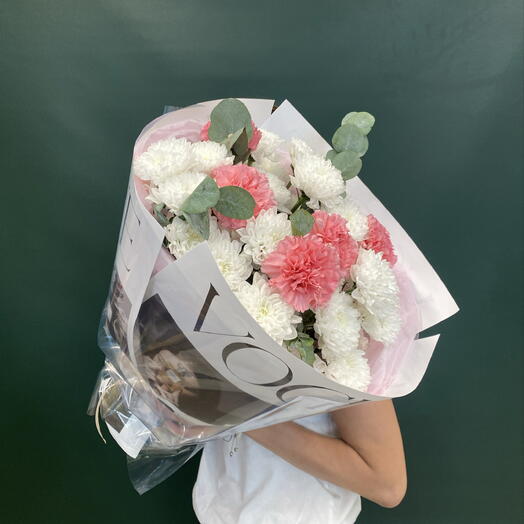 Букет хризантем с диантусами🌺