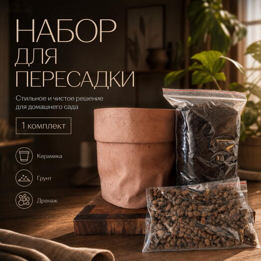 Набор для выращивания и пересадки Амариллиса «Nesquik» (с дизайнерским кашпо)