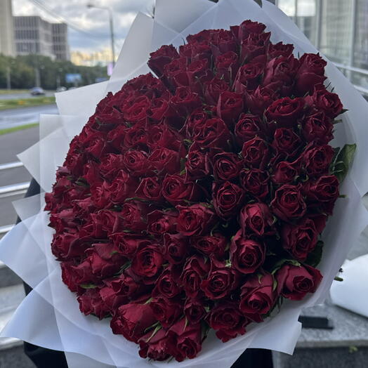 Некрупная Роза 101 бордовых