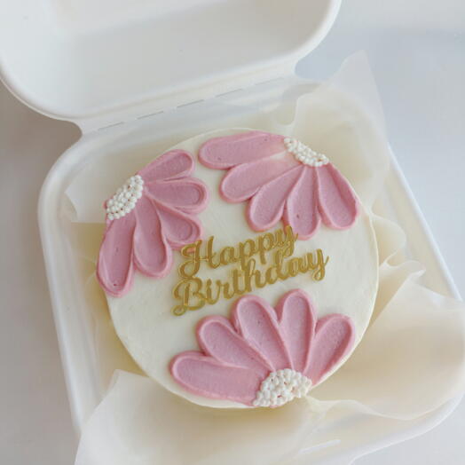 Бенто торт Happy birthday с цветочками
