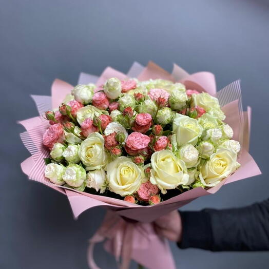 Кустовая роза пионовидная микс 🌹35 шт