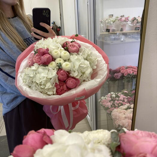 🌸Воздушный бело-розовый букет🌸