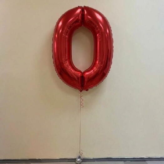 Шар цифра 0 красная, 102см