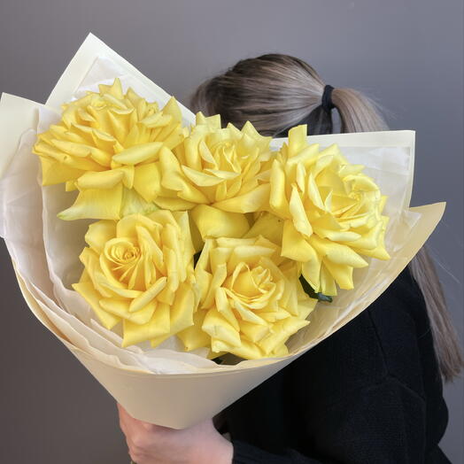 Яркие желтые французские розы (5 шт) 💛💛💛
