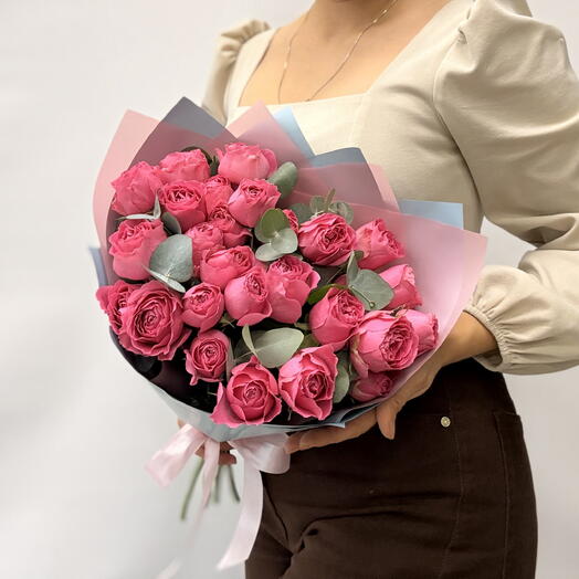 Ramo de 7 rosas de arbusto de Peonía Pink Dedication