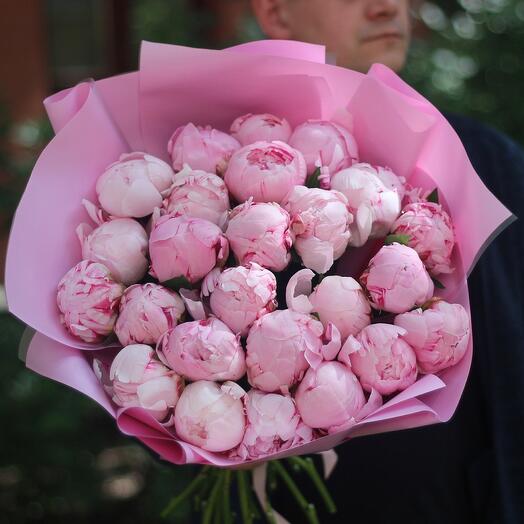 25 ароматных розовых пионов Сара Бернар. Букет 94 Kimbirly flowers