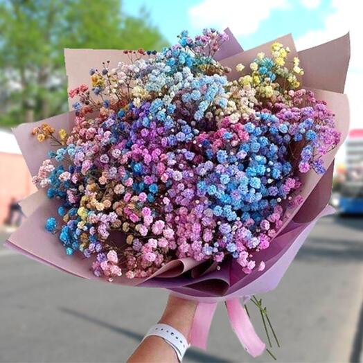 Ramo de gypsophila iridiscente