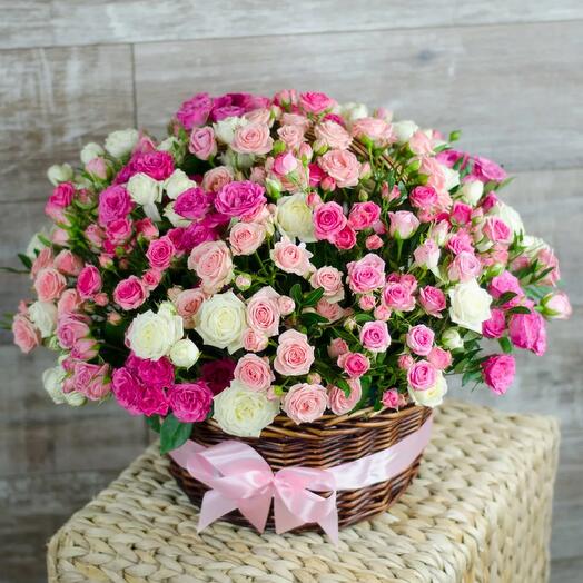 101 bush roses in a basket