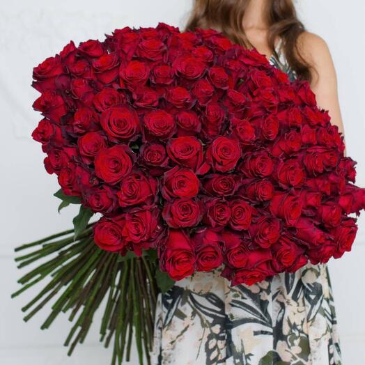 Монобукет 101 роза 🌹 70см