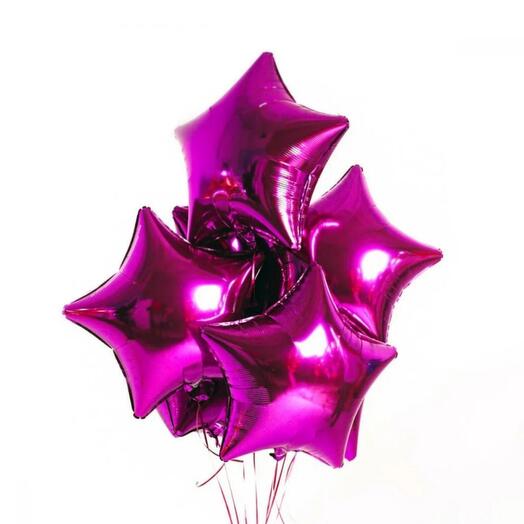 Fountain of 7 foil helium balloons "Star Fuchsia"