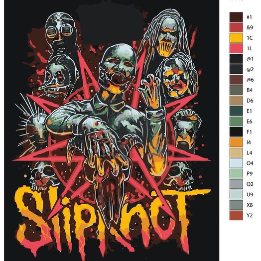 Картина по номерам X-746 "Рок-группа Slipknot" 40х50