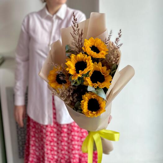 Букет из подсолнухов 5шт 🌻